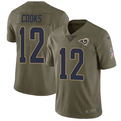 Los Angeles Rams #12 Brandin Cooks Olive Youth Stitched Limited 2017 Salute to Service Jersey Youth