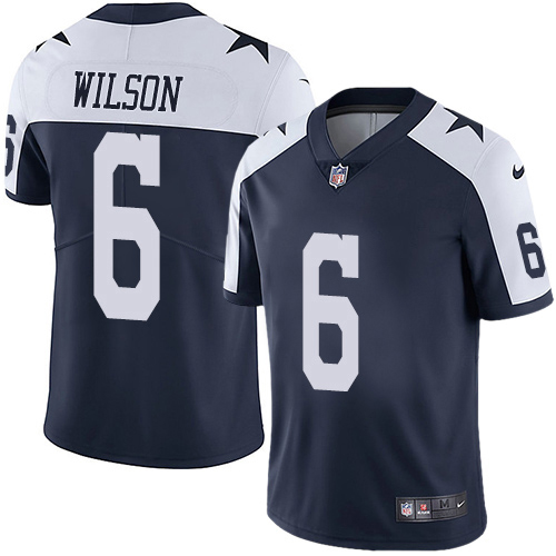 Cowboys #6 Donovan Wilson Navy Blue Thanksgiving Youth Stitched 100th Season Vapor Throwback Limited Jersey