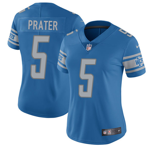 Detroit Lions #5 Matt Prater Light Blue Team Color Women's Stitched Vapor Untouchable Limited Jersey Womens
