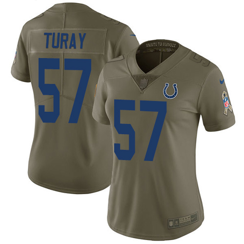 Indianapolis Colts #57 Kemoko Turay Olive Women's Stitched Limited 2017 Salute to Service Jersey Womens