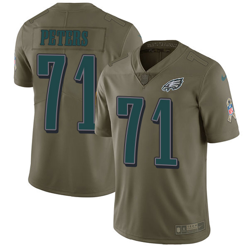 Philadelphia Eagles #71 Jason Peters Olive Men's Stitched Limited 2017 Salute To Service Jersey Men's