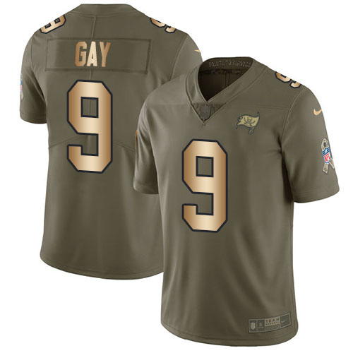 Tampa Bay Buccaneers #9 Matt Gay Olive/Gold Youth Stitched Limited 2017 Salute To Service Jersey Youth