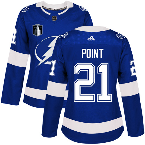 Adidas Tampa Bay Lightning #21 Brayden Point Blue 2022 Stanley Cup Final Patch Women's Home Authentic Stitched Jersey Womens