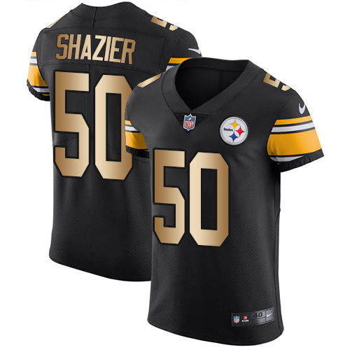 Pittsburgh Steelers #50 Ryan Shazier Black Team Color Men's Stitched Elite Gold Jersey Men's