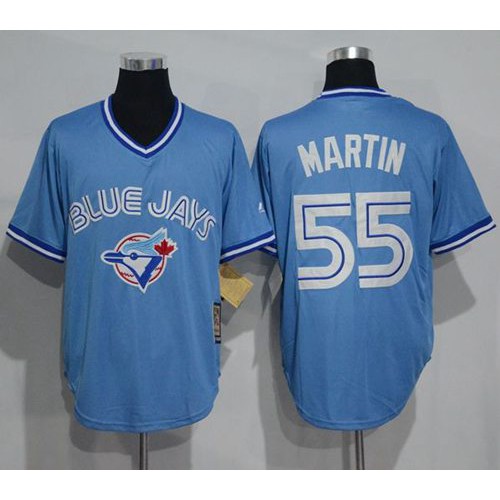 Toronto Blue Jays #55 Russell Martin Light Blue Cooperstown Throwback Stitched Jersey Men's