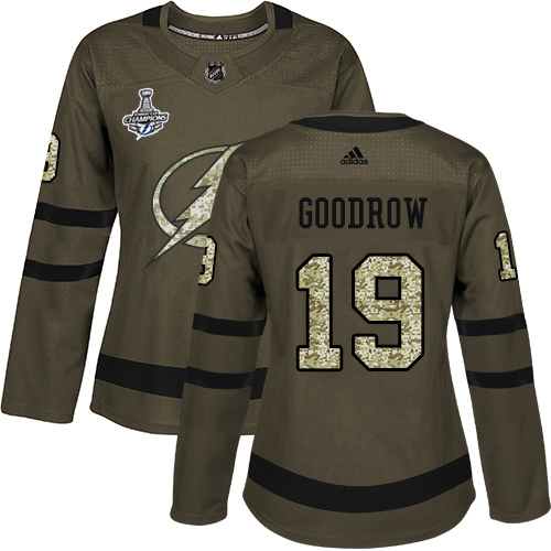 Adidas Tampa Bay Lightning #19 Barclay Goodrow Green Salute to Service Women's 2020 Stanley Cup Champions Stitched Jersey Womens