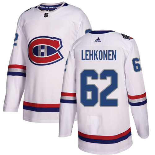 Adidas Montreal Canadiens #62 Artturi Lehkonen White Authentic 2017 100 Classic Stitched Jersey Men's