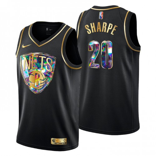 Brooklyn Brooklyn Nets #20 Dayron Sharpe Mens Golden Edition Diamond Logo 2021/22 Swingman Jersey - Black Mens