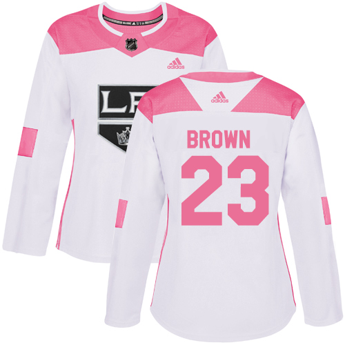 Adidas Los Angeles Kings #23 Dustin Brown White/Pink Authentic Fashion Women's Stitched Jersey Womens
