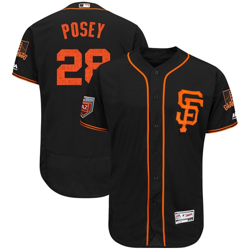 San Francisco Giants #28 Buster Posey Black 2018 Spring Training Authentic Flex Base Stitched Jersey Men's