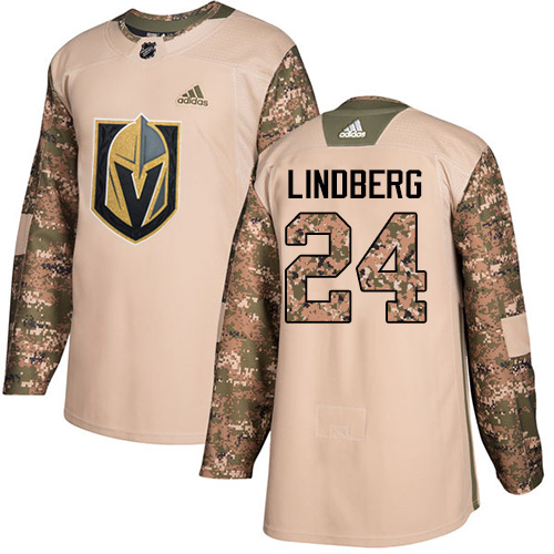 Adidas Golden Vegas Golden Knights #24 Oscar Lindberg Camo Authentic 2017 Veterans Day Stitched Youth Jersey Youth