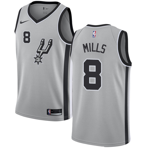San Antonio Spurs #8 Patty Mills Silver Swingman Statement Edition Jersey Mens
