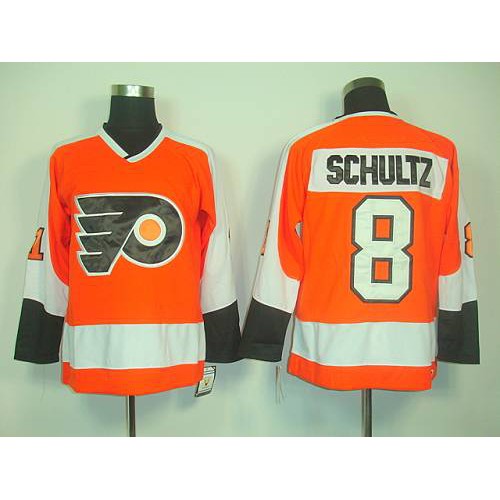 Philadelphia Flyers #8 Dave Schultz Orange CCM Throwback Stitched Jersey Men's
