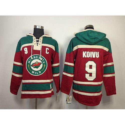 Minnesota Wild #9 Mikko Koivu Red Sawyer Hooded Sweatshirt Stitched Jersey Men's