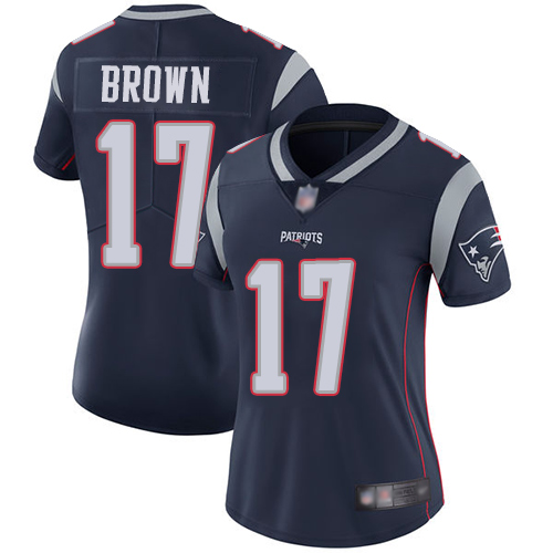 New England Patriots #17 Antonio Brown Navy Blue Team Color Women's Stitched Vapor Untouchable Limited Jersey Womens