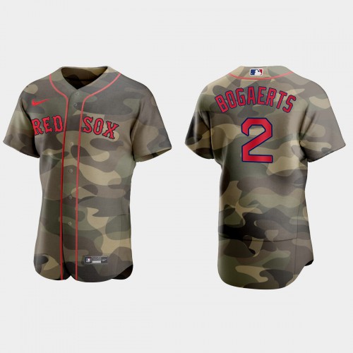 Boston Boston Red Sox #2 Xander Bogaerts Men's 2021 Armed Forces Day Authentic Jersey -Camo Men's