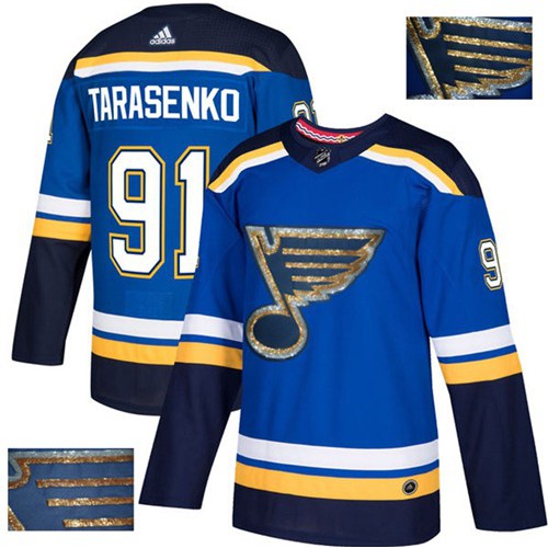 Adidas St. Louis Blues #91 Vladimir Tarasenko Blue Home Authentic Fashion Gold Stitched Jersey Men's
