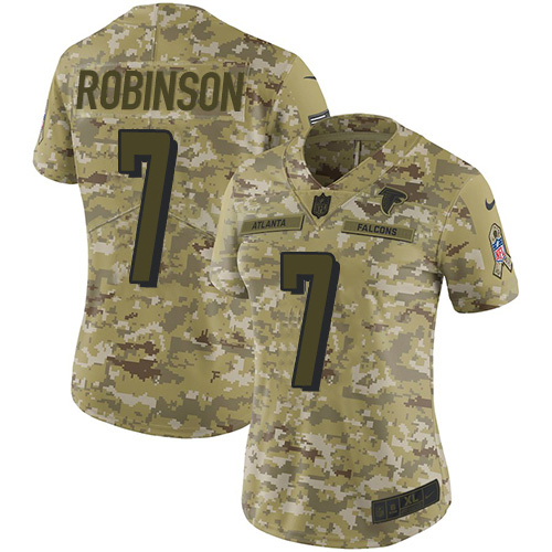 Falcons #7 Bijan Robinson Camo Stitched Women's Limited Rush Realtree Jersey