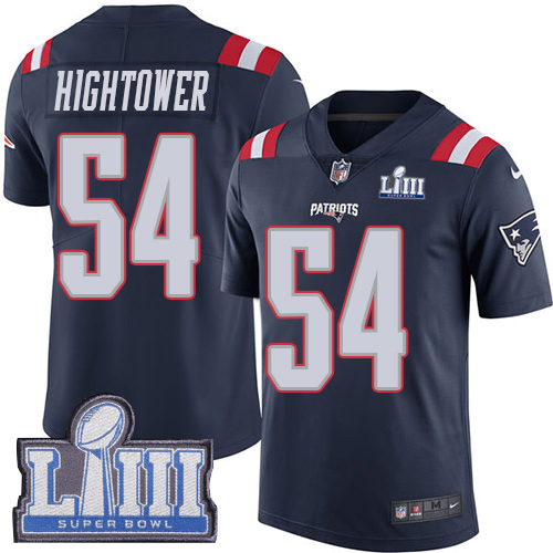 New England Patriots #54 Dont'a Hightower Navy Blue Super Bowl LIII Bound Men's Stitched Limited Rush Jersey Men's