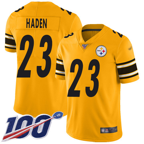 Pittsburgh Steelers #23 Joe Haden Gold Men's Stitched Limited Inverted Legend 100th Season Jersey Men's