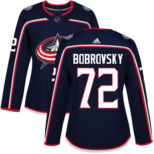 Adidas Columbus Blue Jackets #72 Sergei Bobrovsky Navy Blue Home Authentic Women's Stitched Jersey Womens