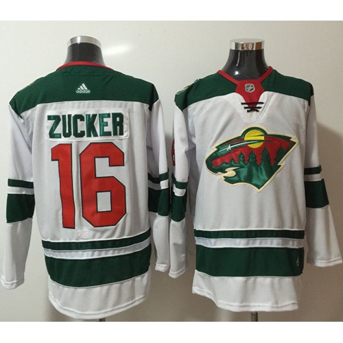 Adidas Minnesota Wild #16 Jason Zucker White Road Authentic Stitched Jersey Men's