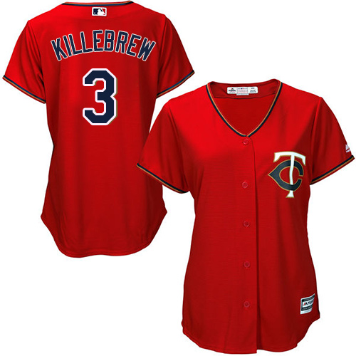 Minnesota Twins #3 Harmon Killebrew Red Alternate Women's Stitched Jersey Womens