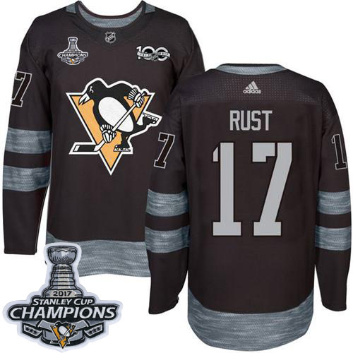 Adidas Pittsburgh Penguins #17 Bryan Rust Black 1917-2017 100th Anniversary Stanley Cup Finals Champions Stitched Jersey Men's