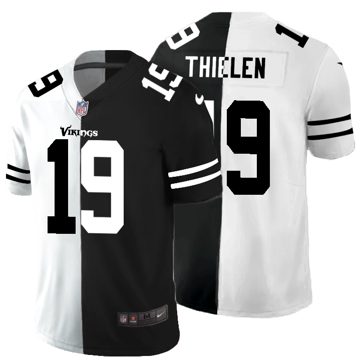 Minnesota Vikings #19 Adam Thielen Men's Black V White Peace Split Vapor Untouchable Limited Jersey