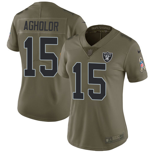 Las Vegas Raiders #15 Nelson Agholor Olive Women's Stitched Limited 2017 Salute To Service Jersey Womens