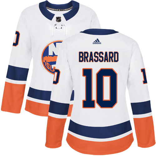 Adidas New York Islanders #10 Derek Brassard White Road Authentic Women's Stitched Jersey Womens