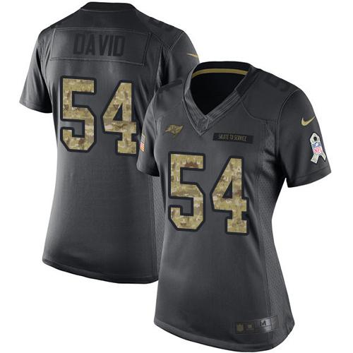 Buccaneers #54 Lavonte David Black Women's Stitched Limited 2016 Salute To Service Jersey