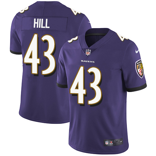 Baltimore Ravens #43 Justice Hill Purple Team Color Men's Stitched Vapor Untouchable Limited Jersey Men's
