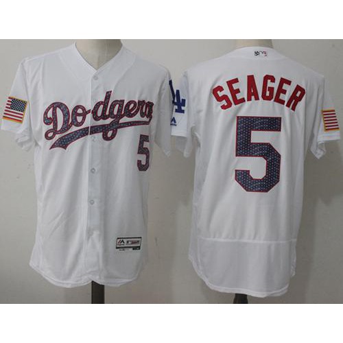 Los Angeles Dodgers #5 Corey Seager White Fashion Stars & Stripes Flexbase Authentic Stitched Jersey Men's