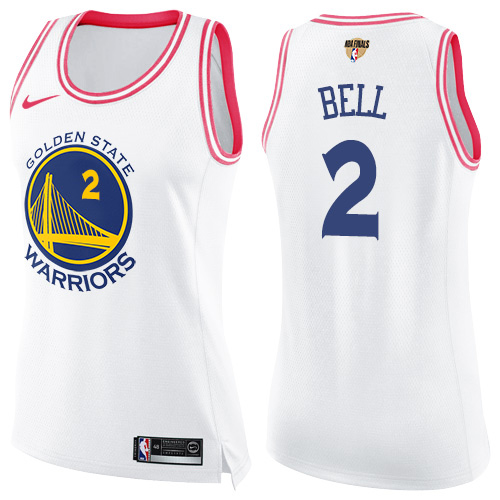 Golden State Warriors #2 Jordan Bell White/Pink The Finals Patch Womens Swingman Fashion Jersey Womens
