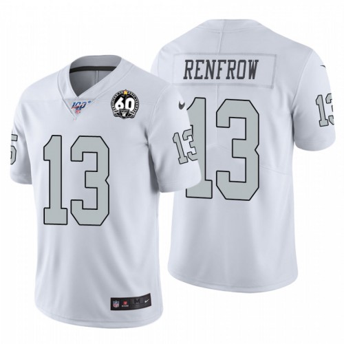 Las Vegas Raiders #13 Hunter Renfrow White 60th Anniversary Patch Men's Stitched 100 Limited Color Rush Jersey Men's