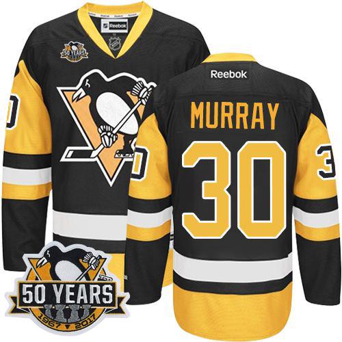 Pittsburgh Penguins #30 Matt Murray Black Alternate 50th Anniversary Stitched Jersey Men's