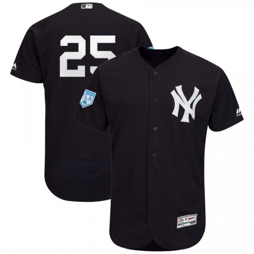 New York Yankees #25 Gleyber Torres Navy 2019 Spring Training Flex Base Stitched Jersey Men's