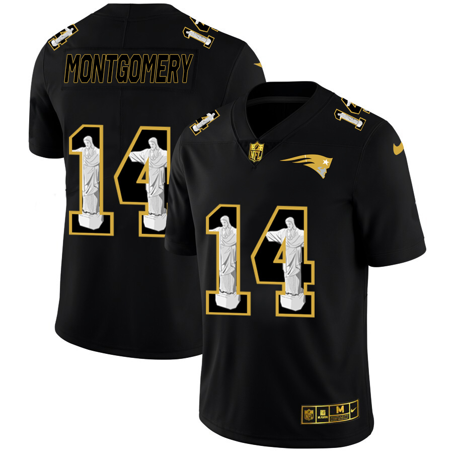 New England Patriots #14 Ty Montgomery Men's Carbon Black Vapor Cristo Redentor Limited Jersey