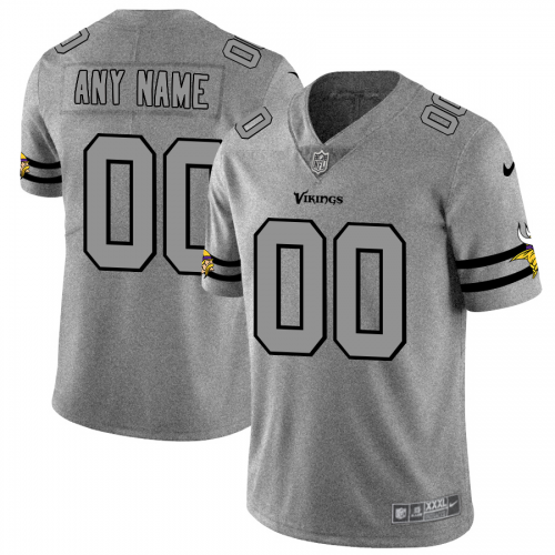 Minnesota Vikings Custom Men's Gray Gridiron II Vapor Untouchable Limited Jersey