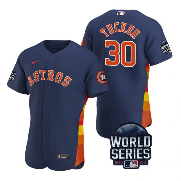 Houston Astros #30 Kyle Tucker Men's 150th Anniversary 2021 World Series Authentic Jersey - Navy