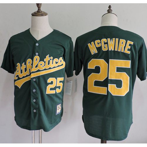 Mitchell And Ness Oakland Athletics #25 Mark McGwire Green Throwback Stitched Jersey Men's