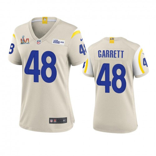 Los Angeles Los Angeles Rams #48 Chris Garrett Women's Super Bowl LVI Patch Game Jersey - Bone Womens