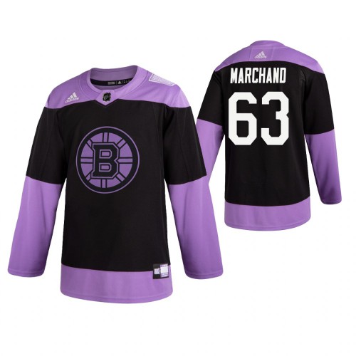 Adidas Boston Bruins #63 Brad Marchand Men's Black Hockey Fights Cancer Practice Jersey Men's