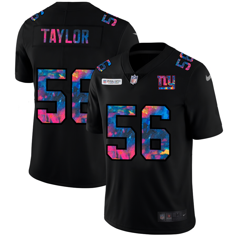 New York Giants #56 Lawrence Taylor Men's Multi-Color Black 2020 Crucial Catch Vapor Untouchable Limited Jersey