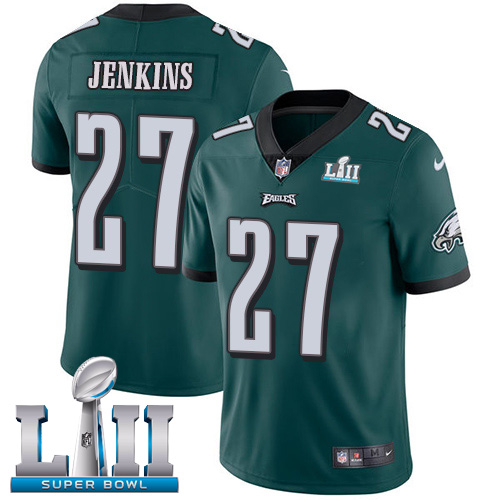 Philadelphia Eagles #27 Malcolm Jenkins Midnight Green Team Color Super Bowl LII Men's Stitched Vapor Untouchable Limited Jersey Men's