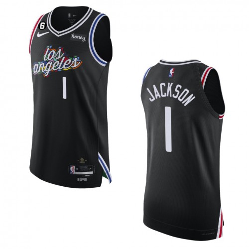 Los Angeles Los Angeles Clippers #1 Reggie Jackson Black 2022-23 Authentic Jersey - City Edition Mens