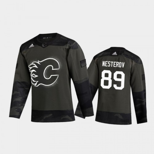 Calgary Calgary Flames #89 Nikita Nesterov Men's Adidas 2020 Veterans Day Authentic Jersey - Camo Men's