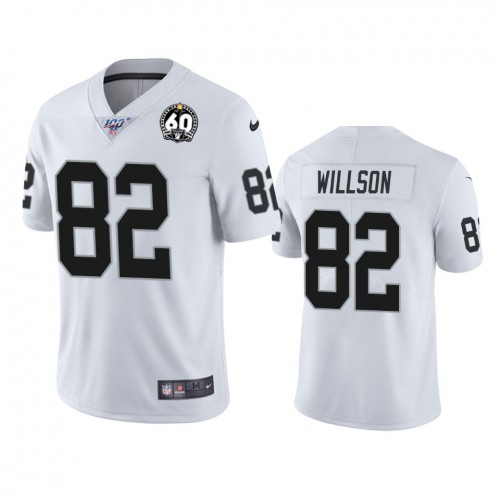 Las Vegas Raiders #82 Luke Willson White 60th Anniversary Vapor Limited Stitched 100th Season Jersey Men's