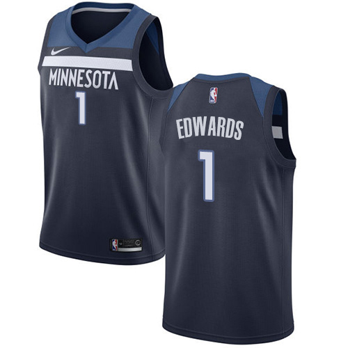 Minnesota Timberwolves #1 Anthony Edwards Navy Blue Womens Authentic Icon Edition Jersey Womens